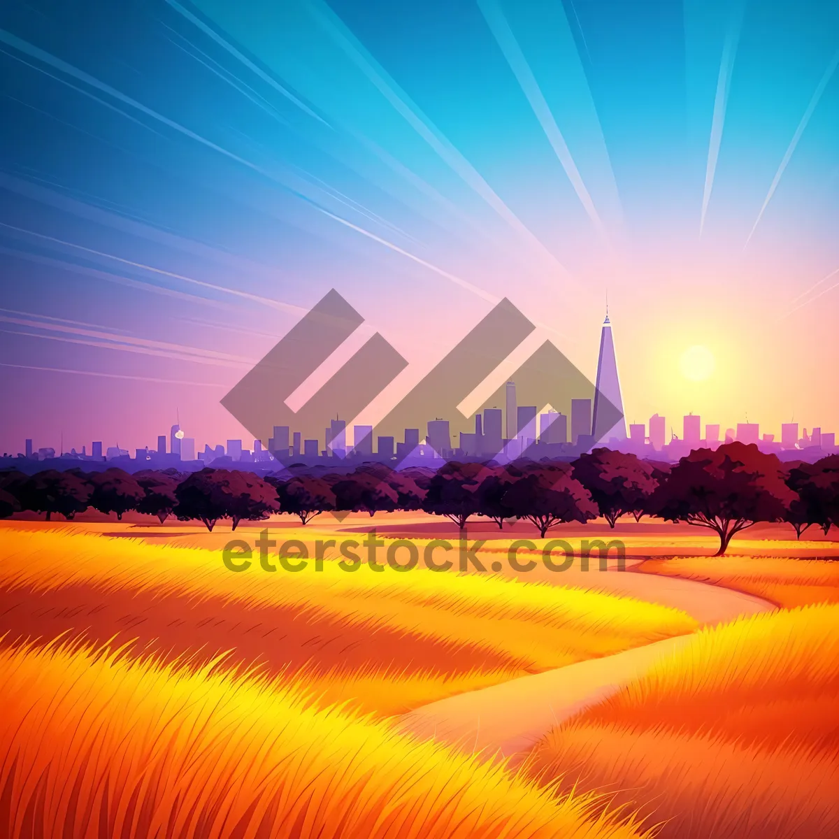 Picture of Vibrant Skyline Bursting with Energetic Colors