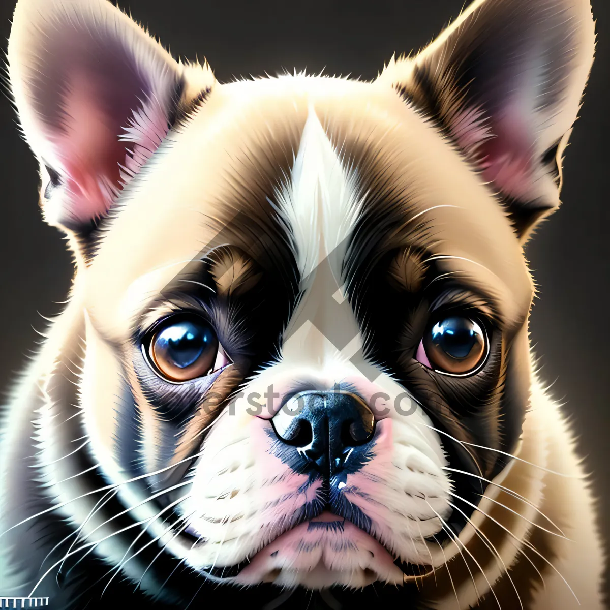 Picture of Adorable Terrier Bulldog Puppy with Wrinkled Eyes