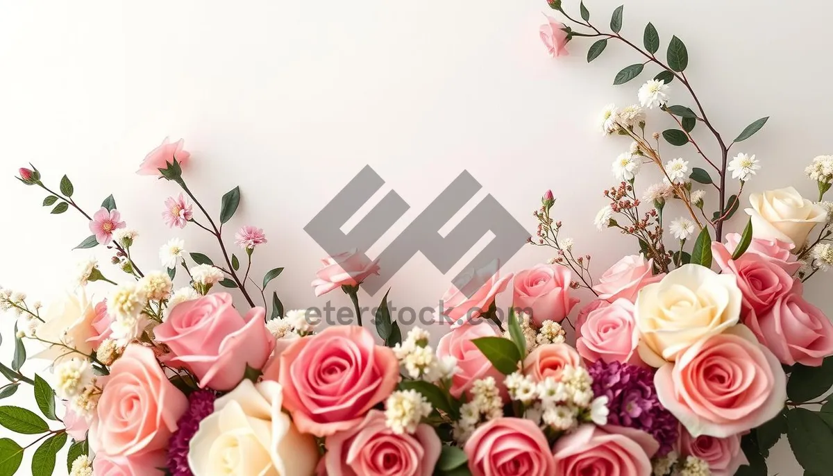 Picture of Romantic Pink Rose Floral Frame Decoration.