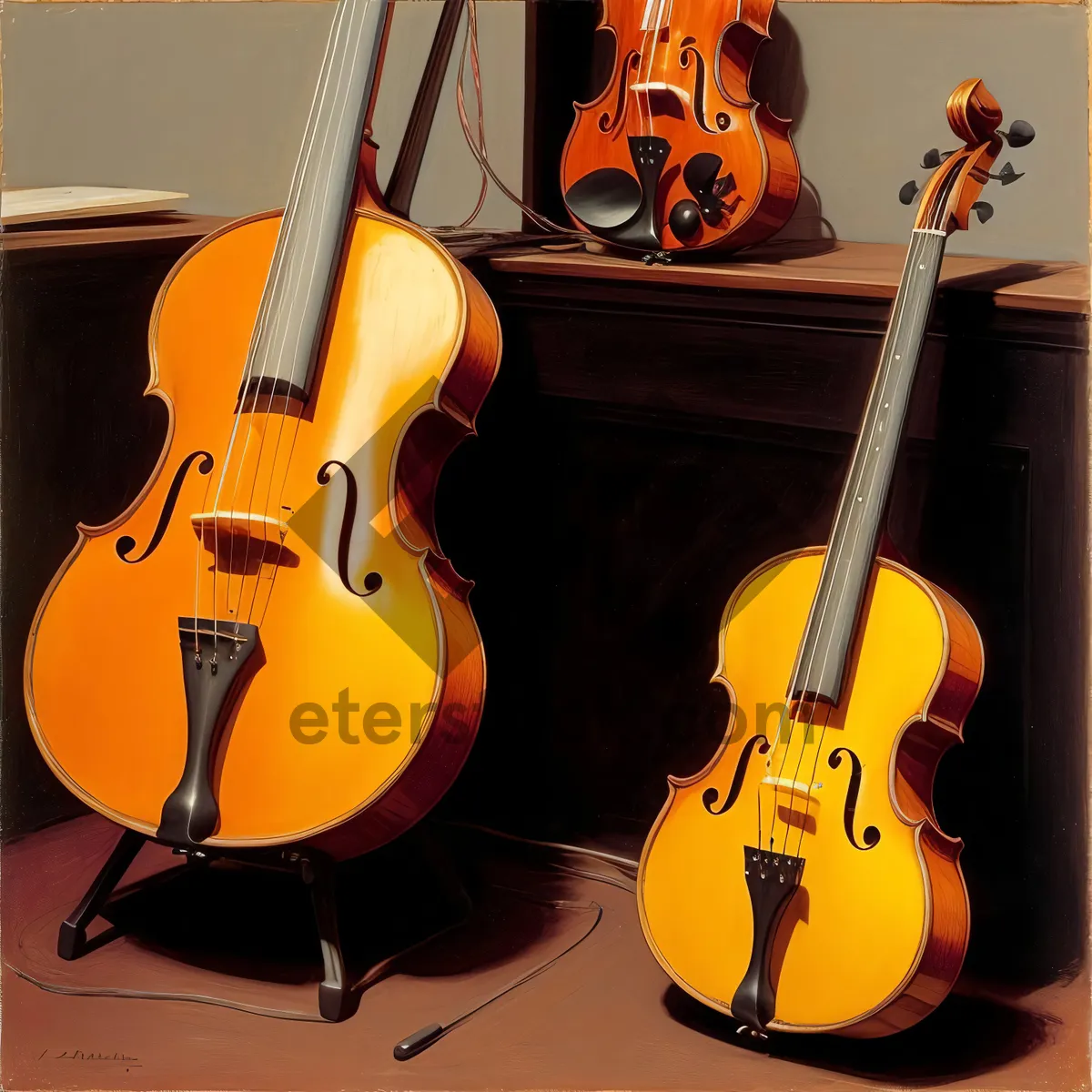 Picture of Musical Strings in Harmony: Guitar, Cello, Violin