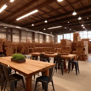 Modern Wood-Finished Dining Area with Chairs