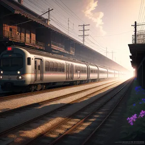 Modern Electric Passenger Train at Railway Station