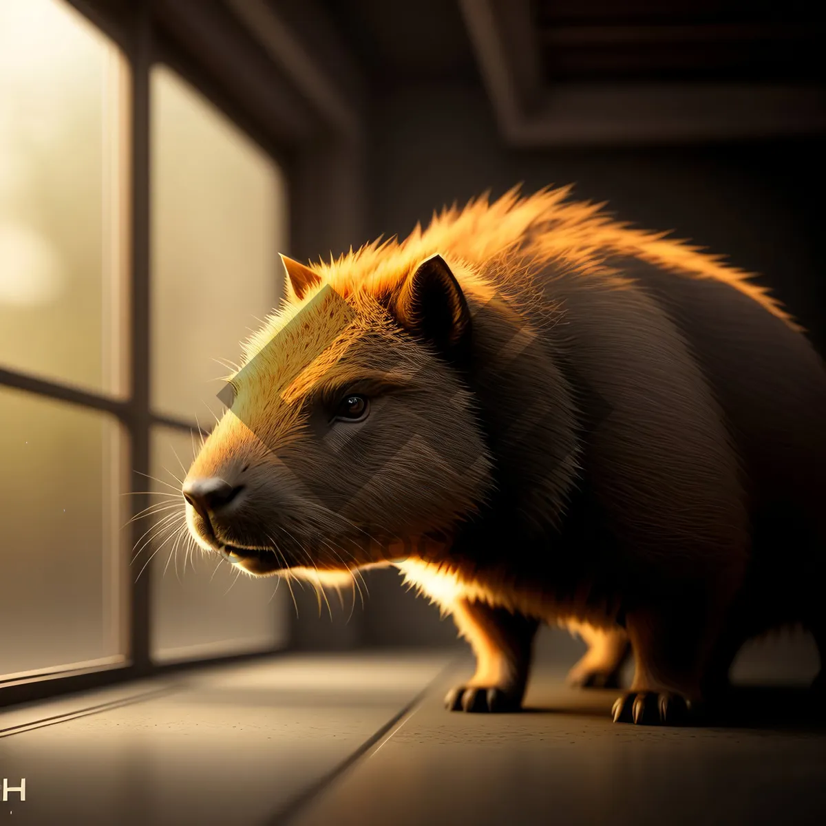 Picture of Furry Boar with Cute Nose, Fluffy Fur: Rodent Image