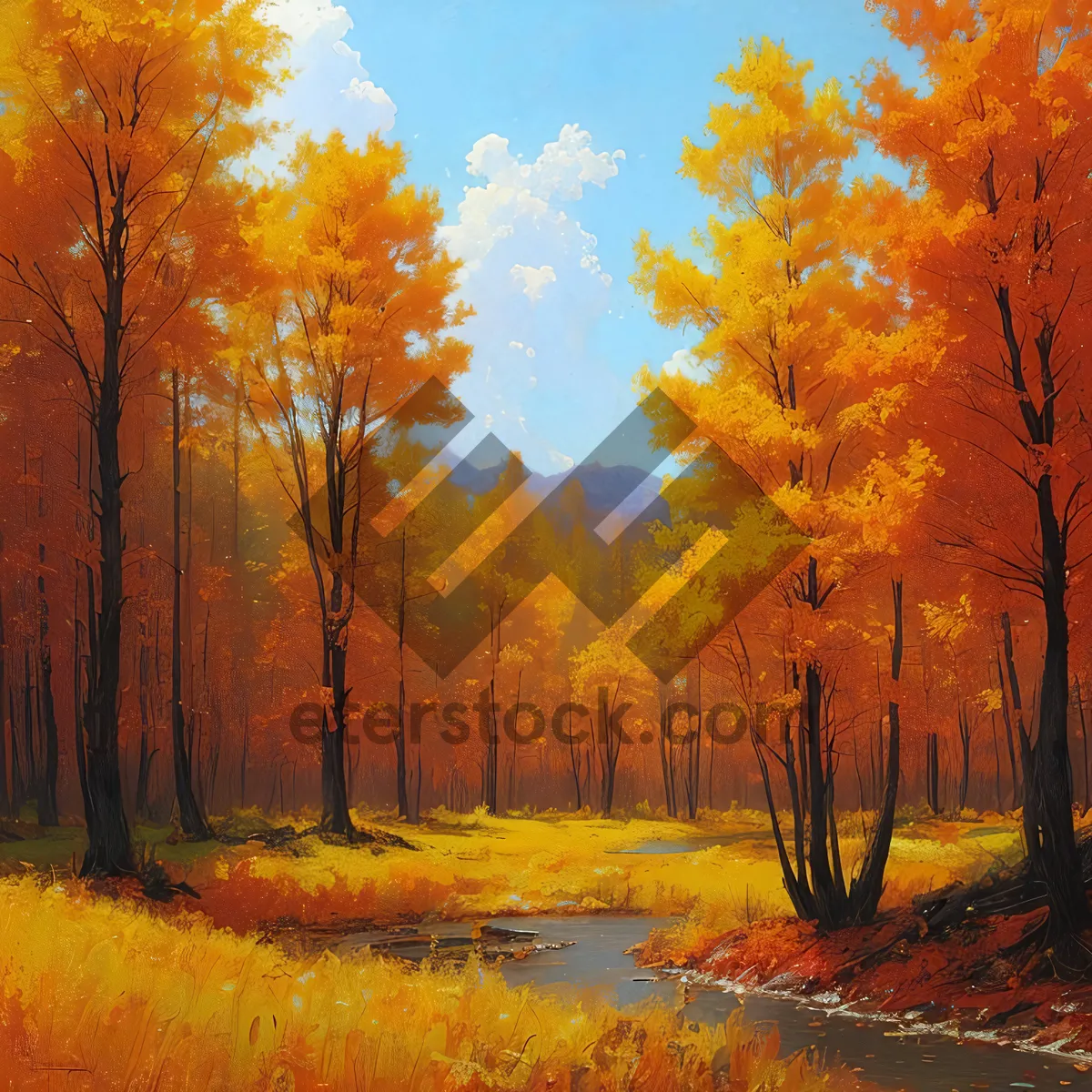 Picture of Serenity in Autumn's Golden Forest