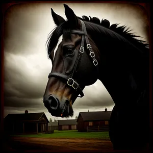 Magnificent Thoroughbred Stallion in Bridle.