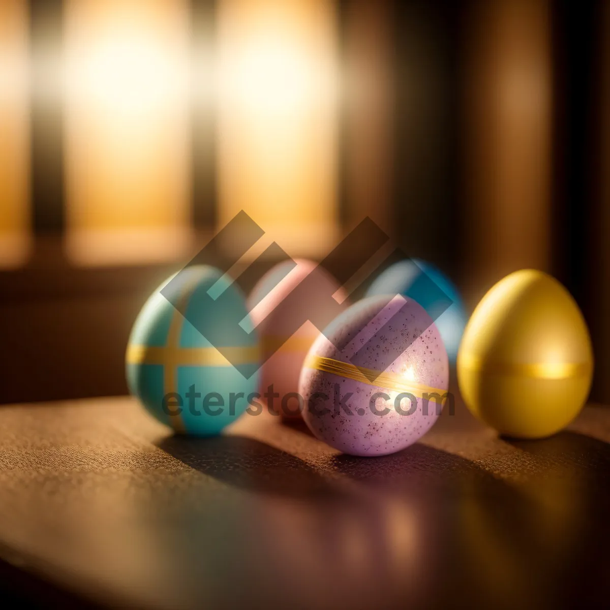 Picture of Colorful Easter Bowling Equipment on Round Table