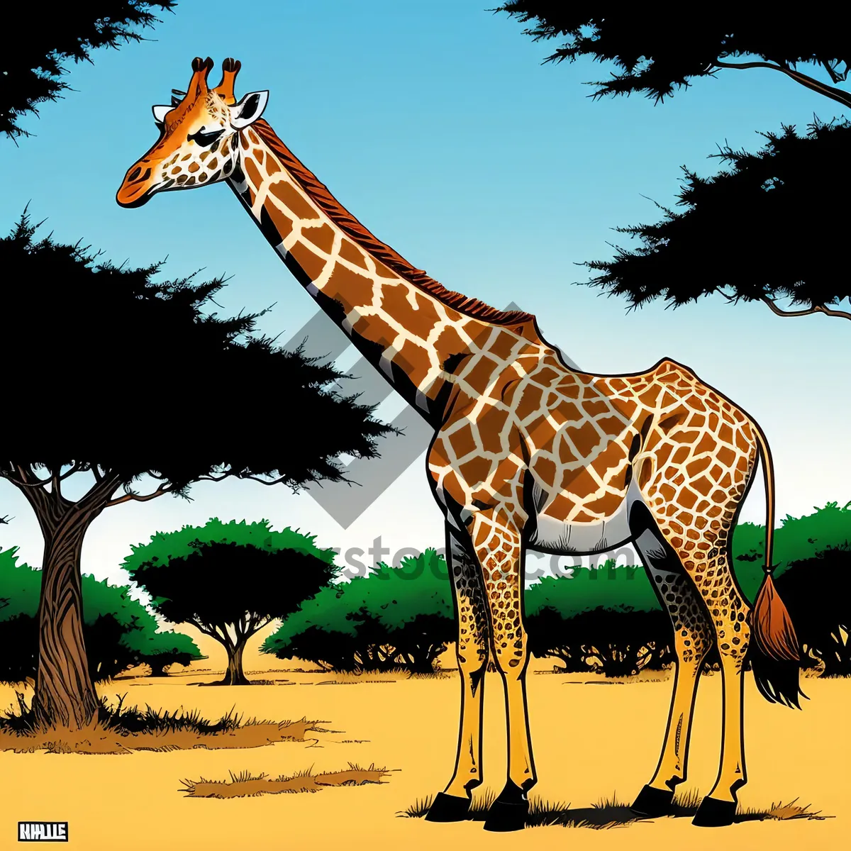 Picture of Majestic Giraffe in Safari Wilderness