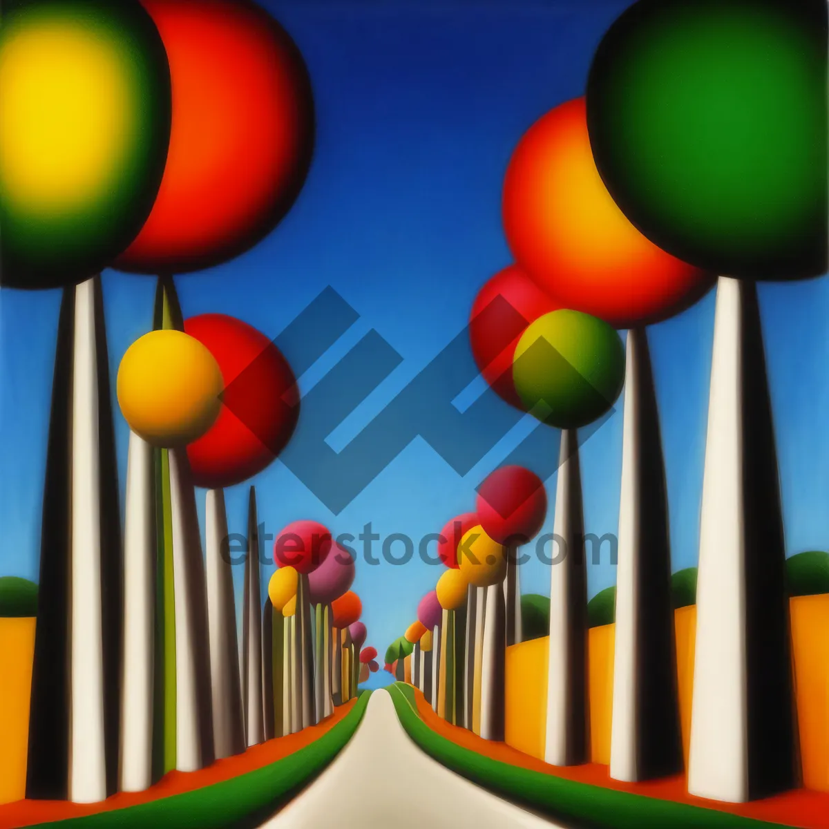 Picture of Colorful Staircase Balloon Celebration in Resort Area