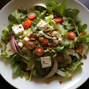 Fresh and Healthy Gourmet Salad with Vegetables and Tomato