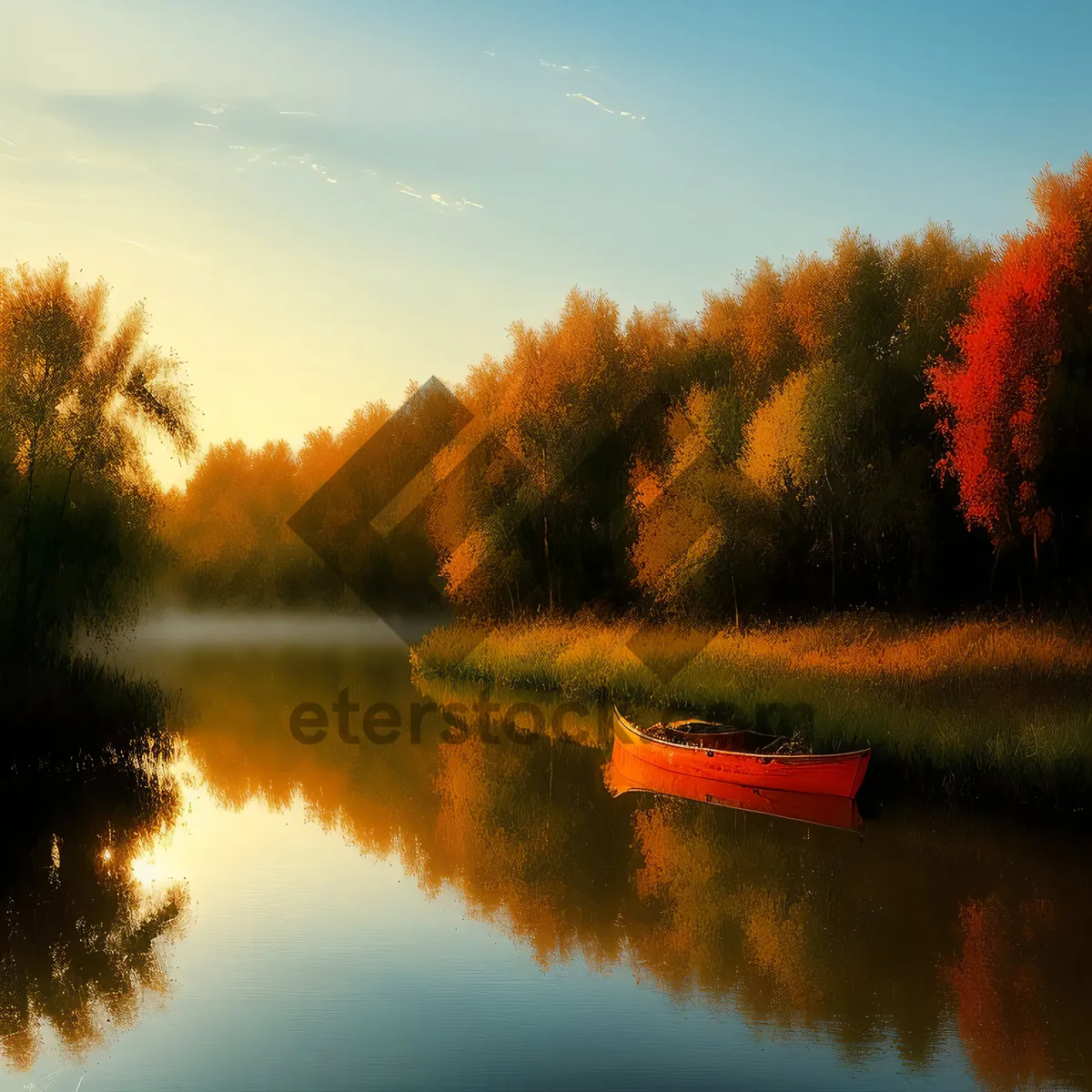Picture of Tranquil Autumn Reflection on Lake
