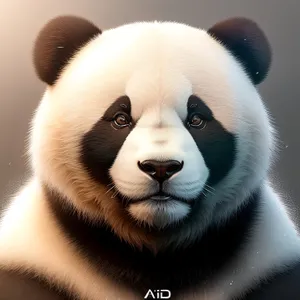 Cute Giant Panda with Black Fur and Adorable Nose in the Wild