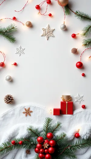 Winter Holiday Greeting Card with Floral Decoration