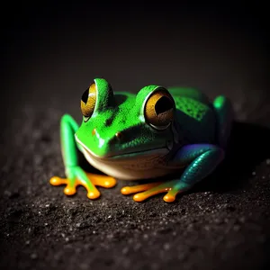 Enigmatic Eye: Vibrant Orange-Eyed Tree Frog Peeping Out