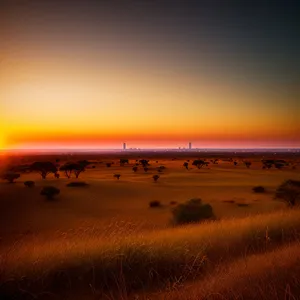 Coastal Sunset: A Serene Orange Sky Over the Beach