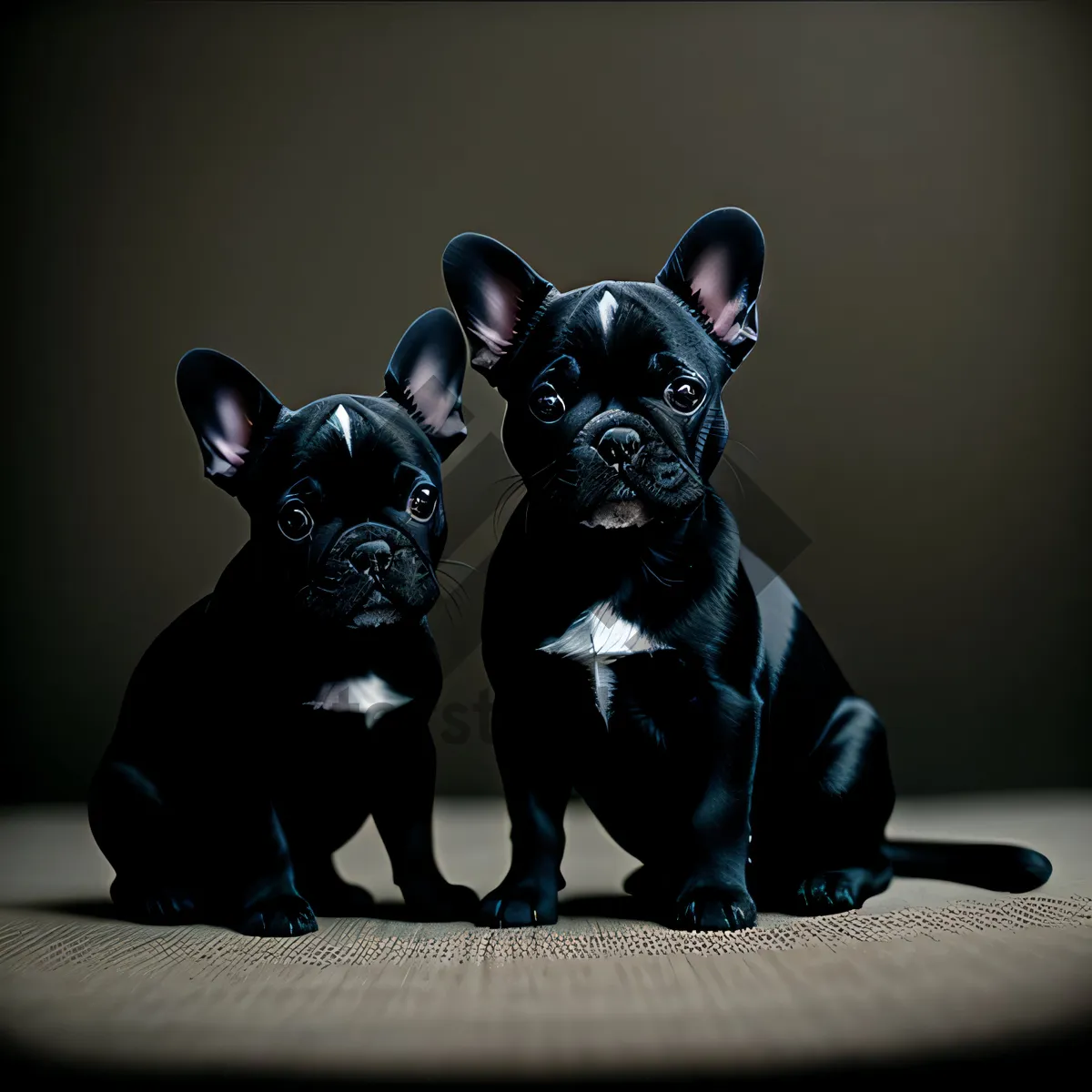 Picture of Adorable black bulldog posing in studio