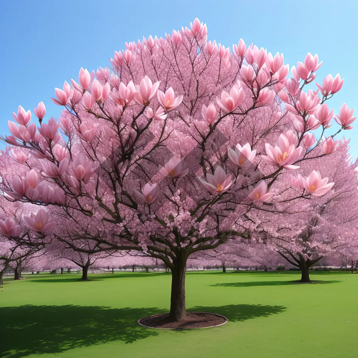 Picture of Magnolia Blossoms in Colorful Rural Meadow