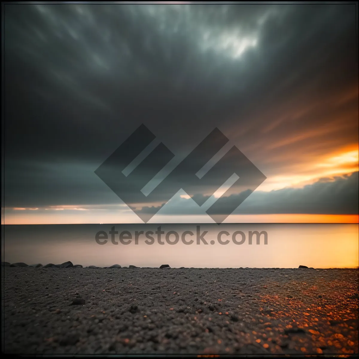 Picture of Golden Sunset Reflection on Tropical Beach