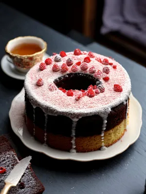 Delicious Breakfast Pastry with Fresh Fruit and Cream