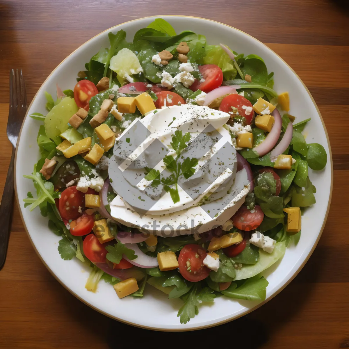 Picture of Healthy Gourmet Salad with Fresh Vegetables and Chicken