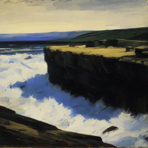 Coastal Cliff Amidst Majestic Ocean Waves