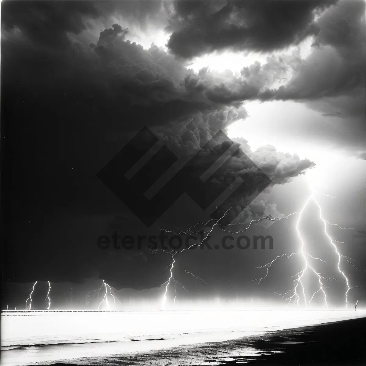 Picture of Nighttime Thunderstorm Lighting up the Dark Sky