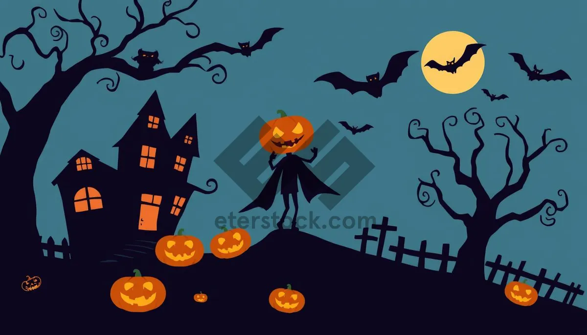 Picture of Halloween pumpkin cartoon design drawing.