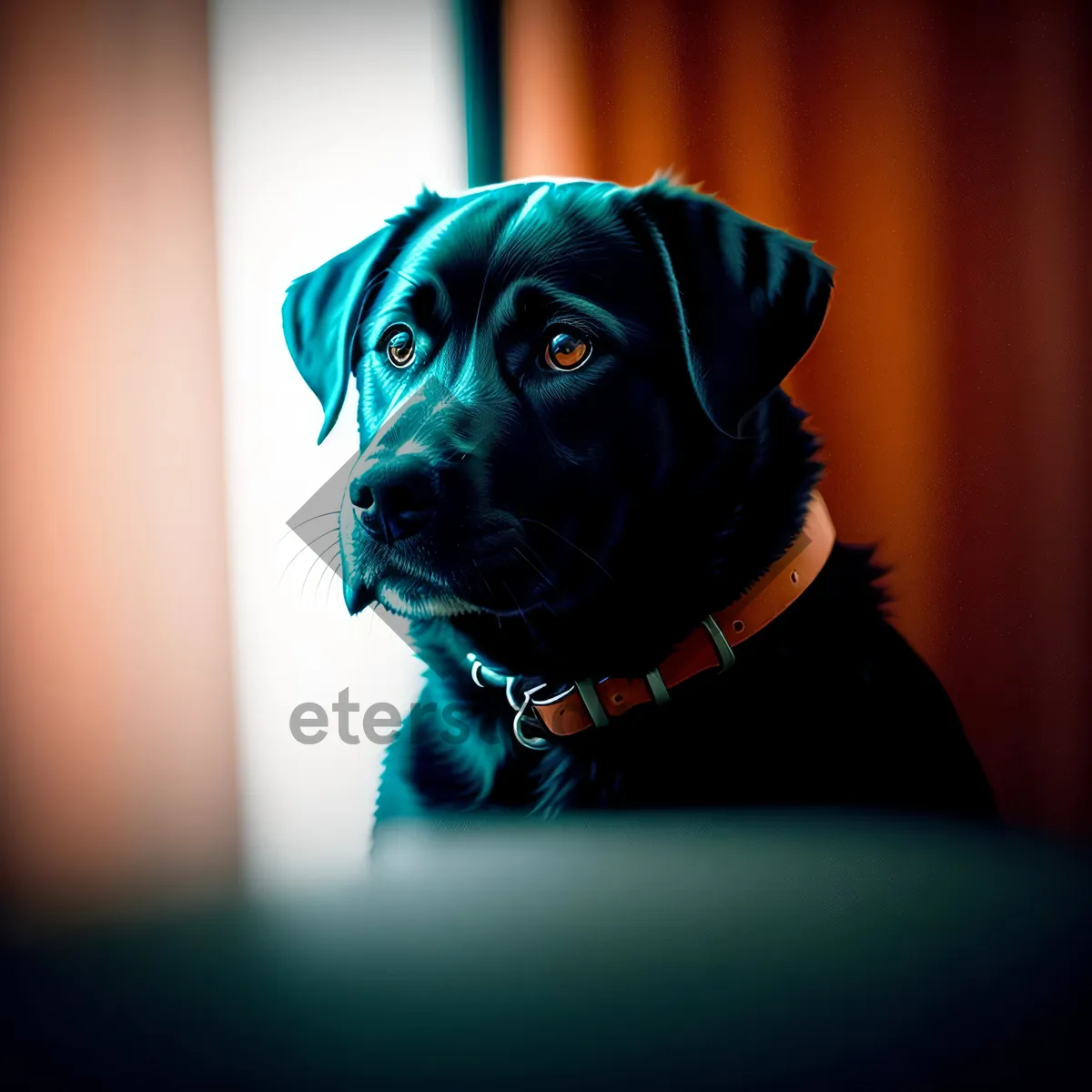 Picture of Adorable Black Boxer Puppy with Collar