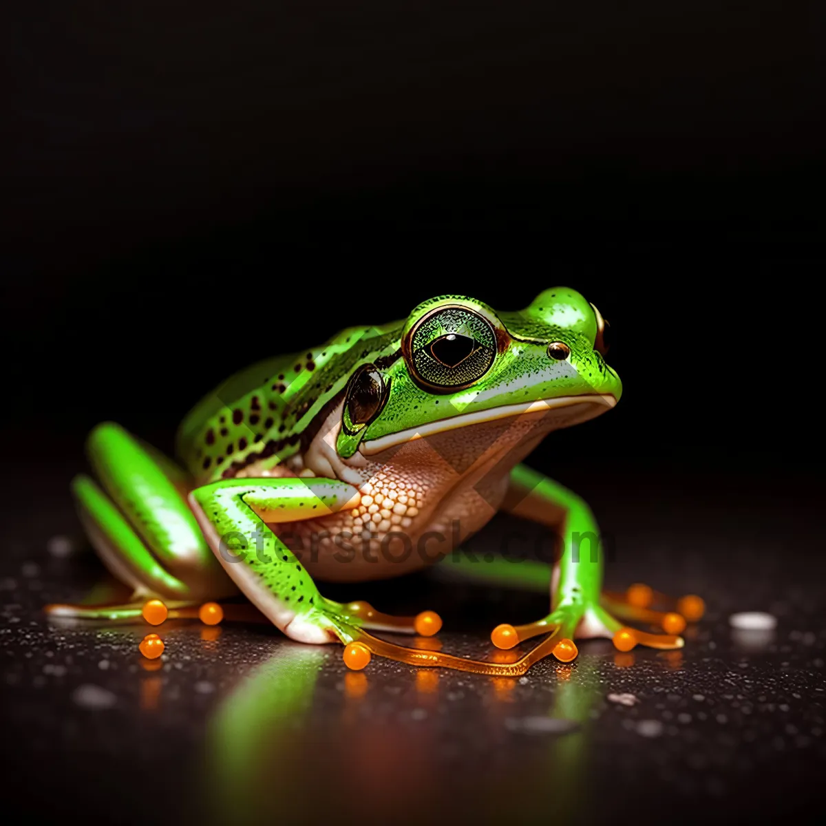 Picture of Vibrant-eyed amphibian in lush tree foliage