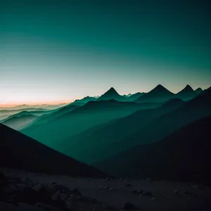 Golden Horizon: Serene Sunset over Desert Landscape