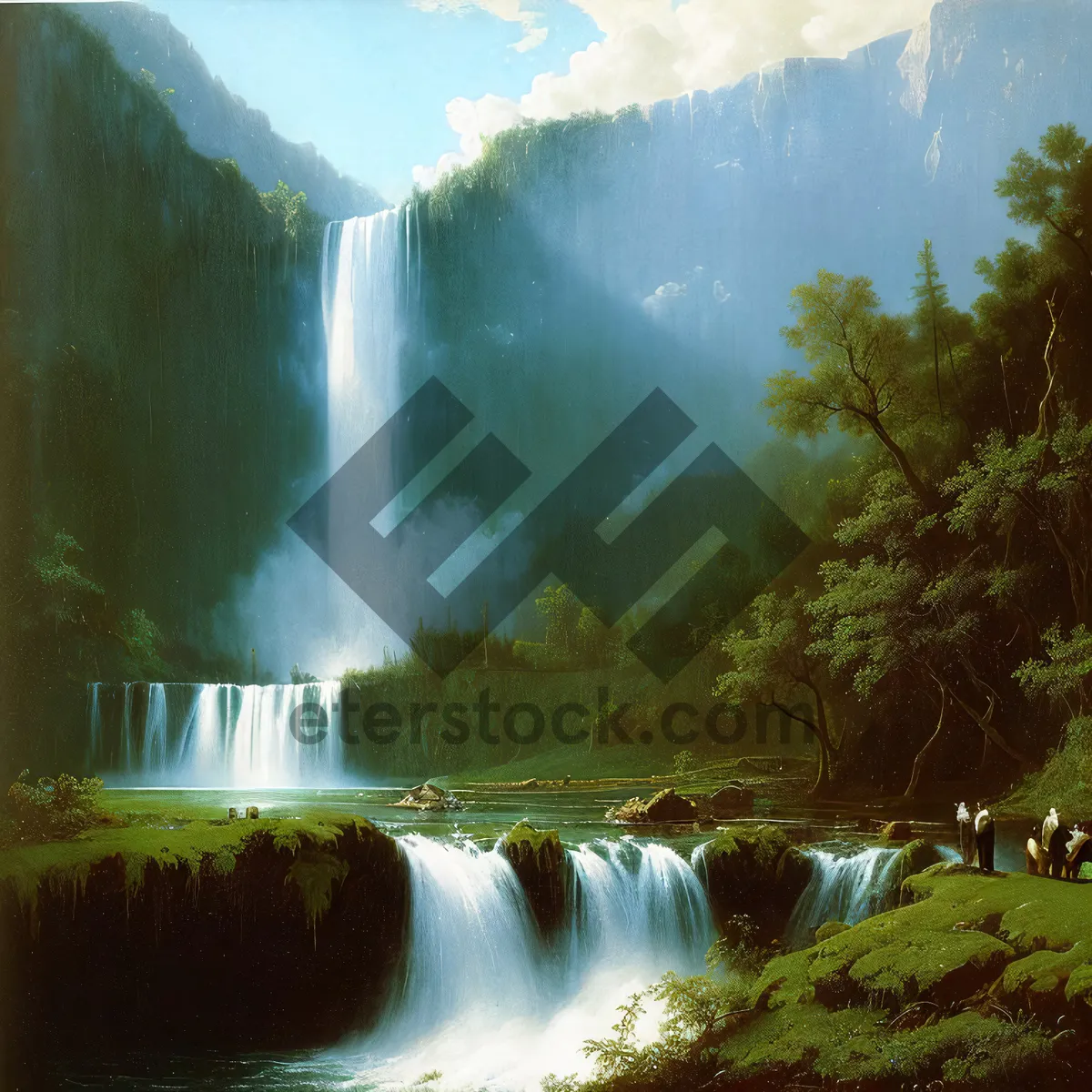 Picture of Serene Waters: Majestic River Flowing Through Forest Landscape