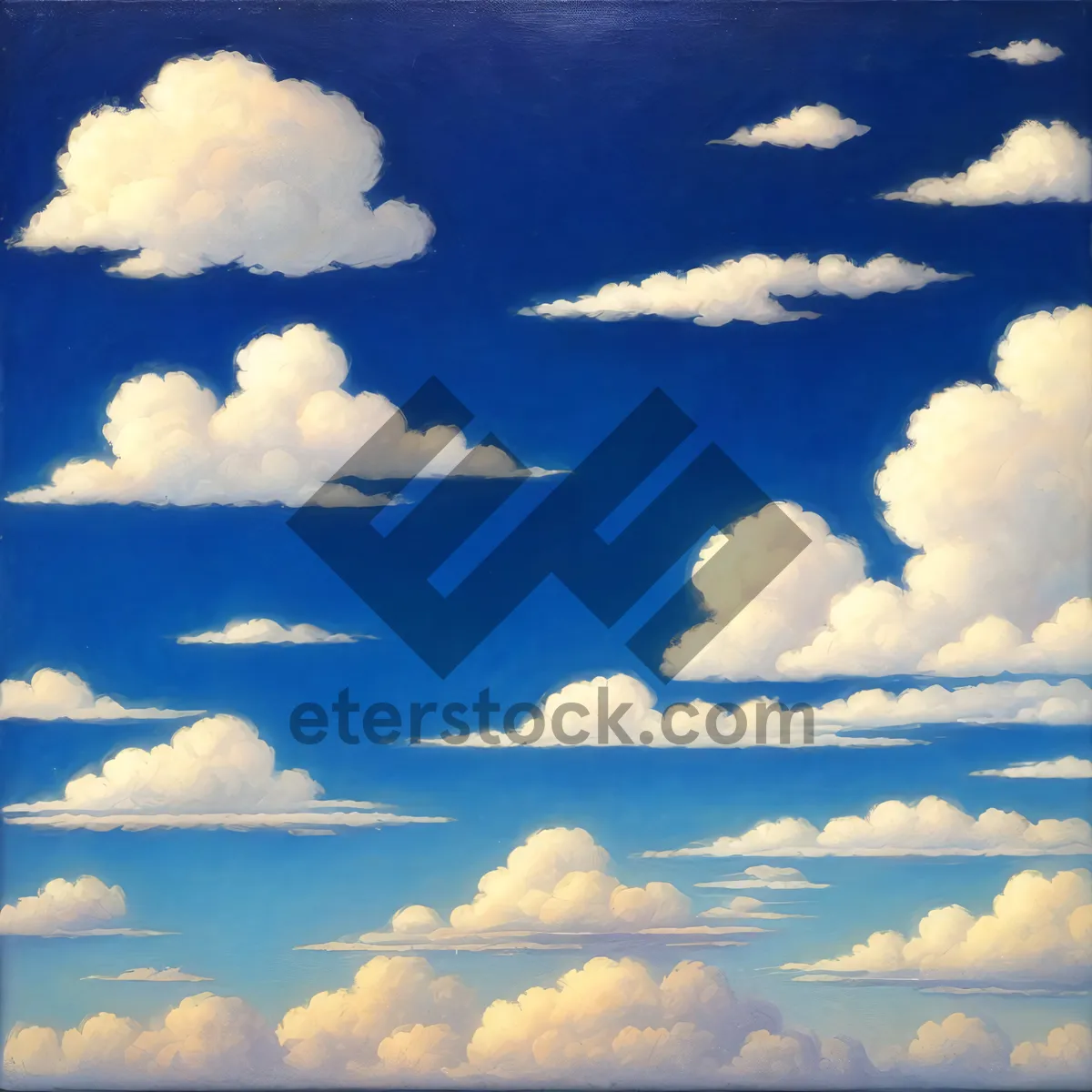 Picture of Vibrant Azure Skies with Fluffy Clouds