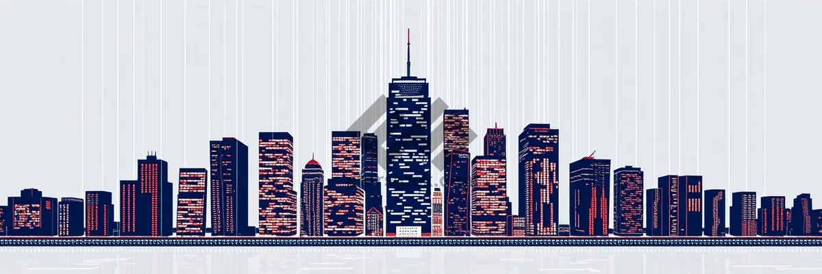 Picture of Modern city skyline with skyscrapers at night.