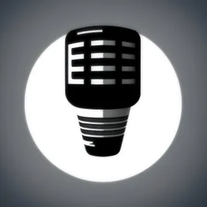 Tech Symbol: 3D Light Bulb Icon with Microphone