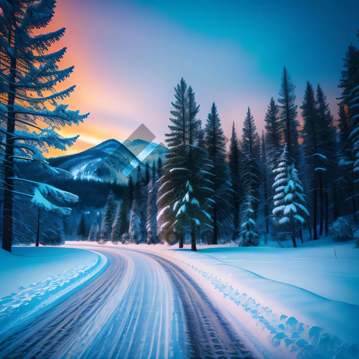 Picture of Frozen Winter Wonderland: Majestic Snowy Mountain Landscape