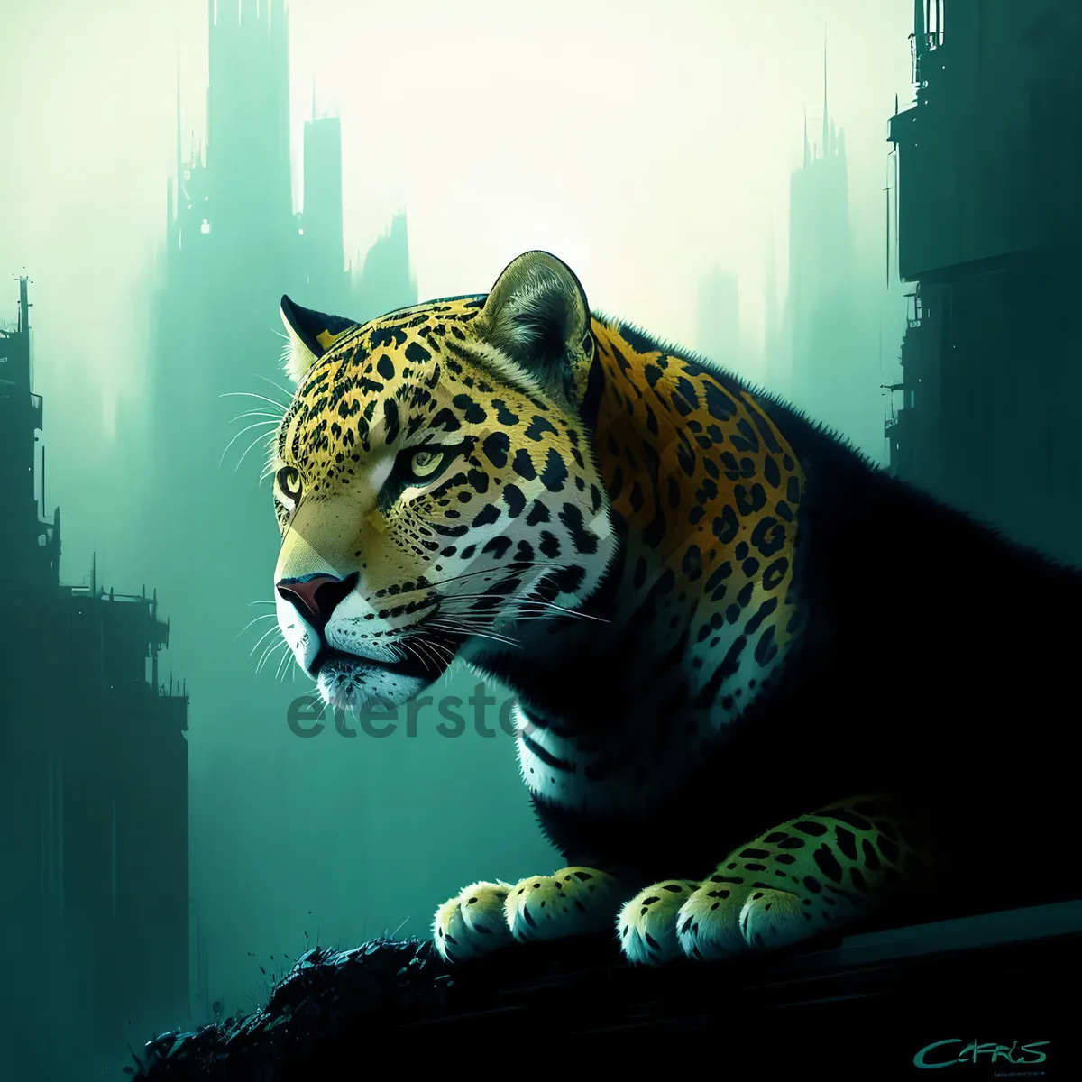 Picture of Majestic Striped Jaguar Gazing Intently