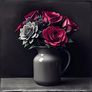 Bouquet of Pink Roses in Vase