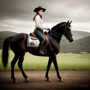 Brown Stallion in Equestrian Stock Saddle