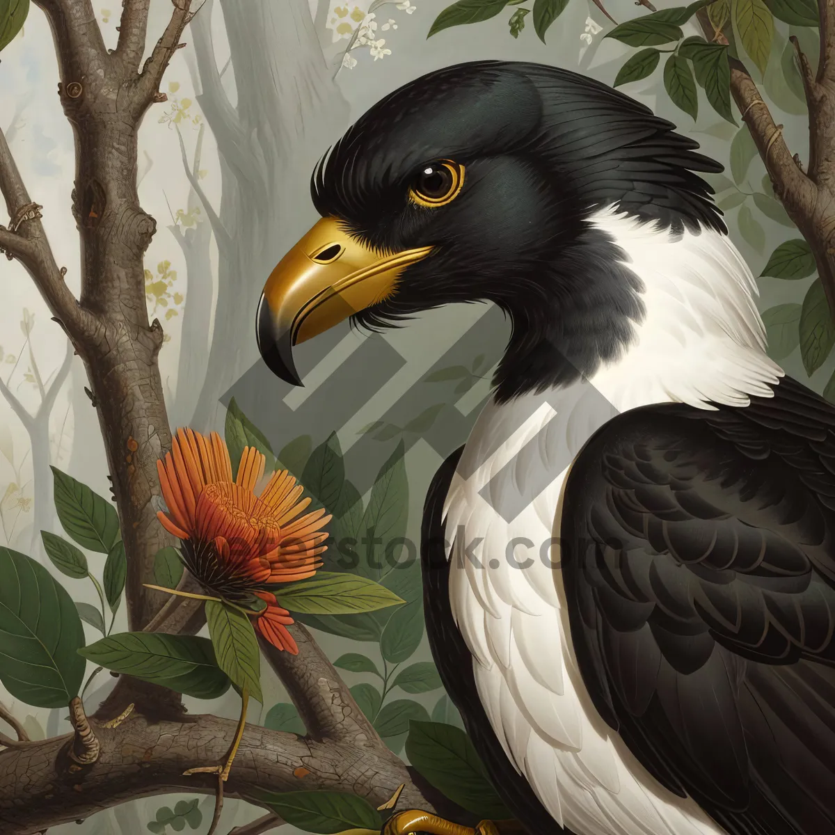 Picture of Colorful Toucan in Tropical Rainforest