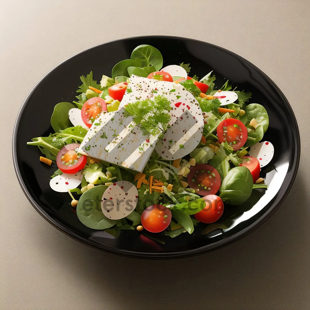 Picture of Fresh Vegetarian Salad with Tasty Cheese Slices