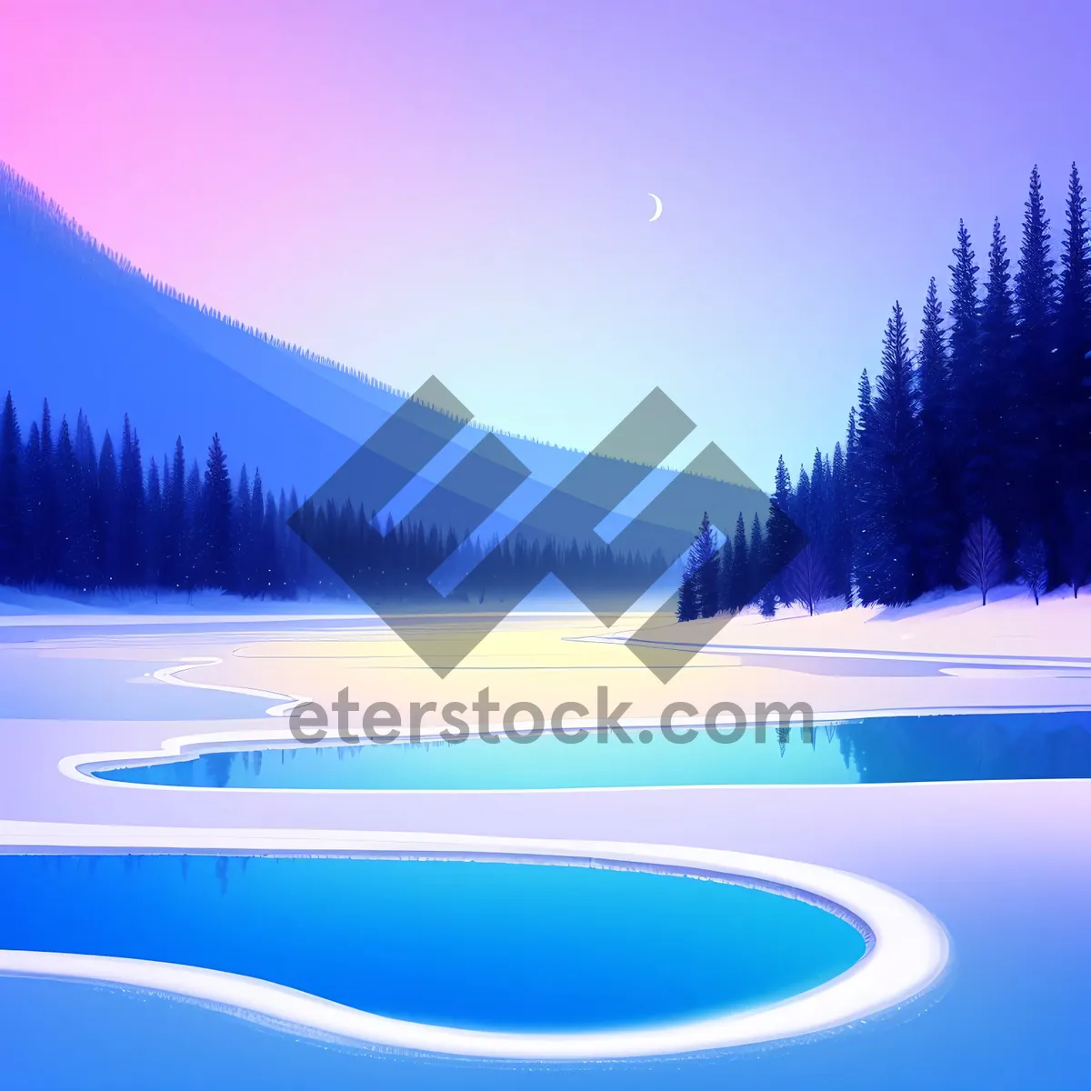 Picture of Winter Wonderland: Majestic Mountain Slopes and Frozen Lake