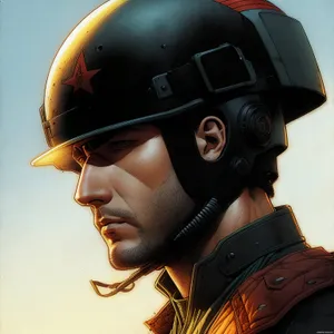 Male Military Helmet with Protective Leather Chin Strap