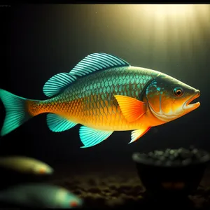 Colorful Goldfish Swim in Aquarium Tank