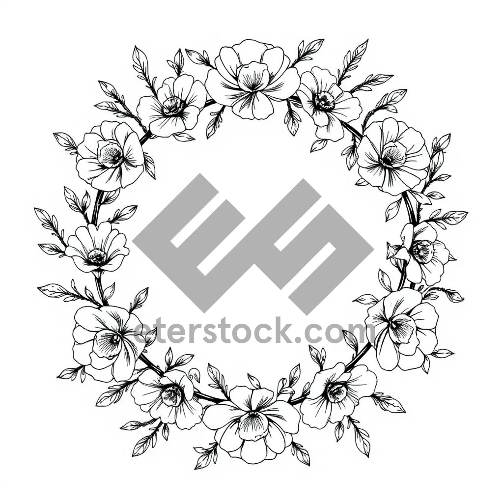 Picture of Floral Ornate Silhouette Design - Vintage Artwork Frame