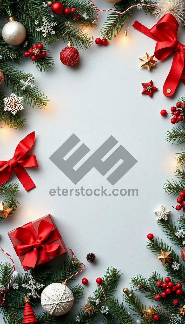 Picture of Festive Holiday Tree and Gifts with Ribbons
