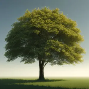 Serene Oak Tree Amidst Lush Countryside Landscape