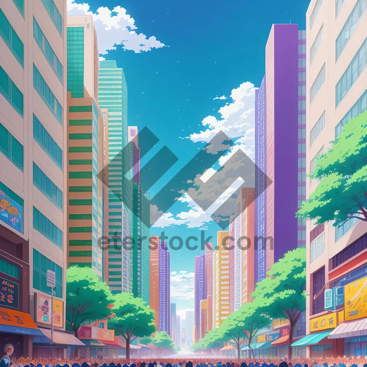 Picture of Modern City Skyline: Illuminated Urban Architecture