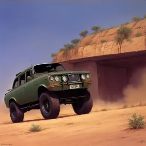 Off-Road Adventure Jeep on Desert Terrain