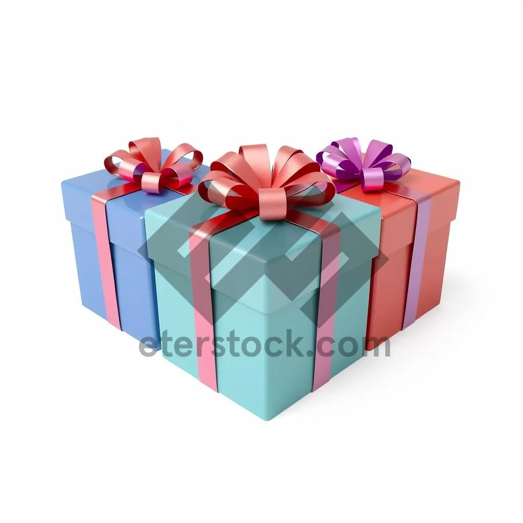 Picture of 3D party gift box with ribbon and bow