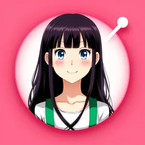 Stylish Cartoon Haircut: Attractive Lady's Fashionable Portrait
