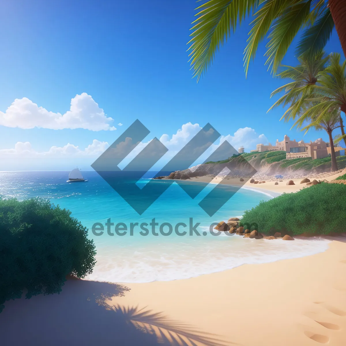 Picture of Tranquil Tropical Paradise: Turquoise Waters and Palm Trees